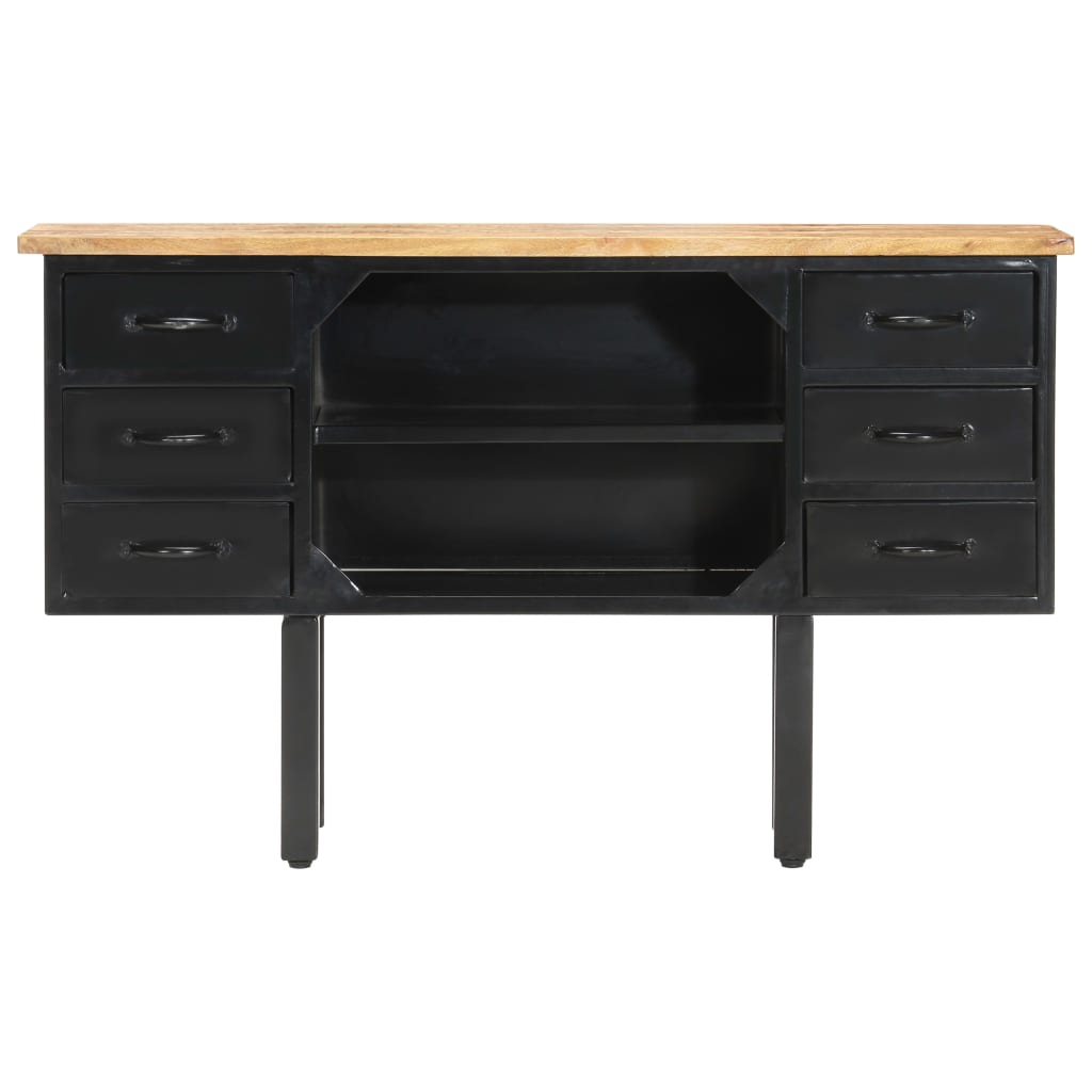 Sideboard 110x30x65 cm Raues Mango-Massivholz und Stahl - Pazzar.ch