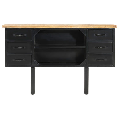 Sideboard 110x30x65 cm Raues Mango-Massivholz und Stahl - Pazzar.ch