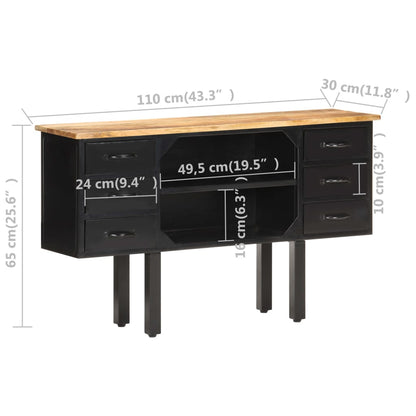 Sideboard 110x30x65 cm Raues Mango-Massivholz und Stahl - Pazzar.ch