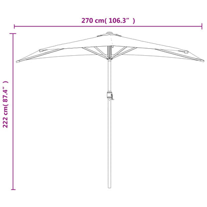 Balkon-Sonnenschirm Alu-Mast Terrakotta 270x144x222cm Halbrund - Pazzar.ch