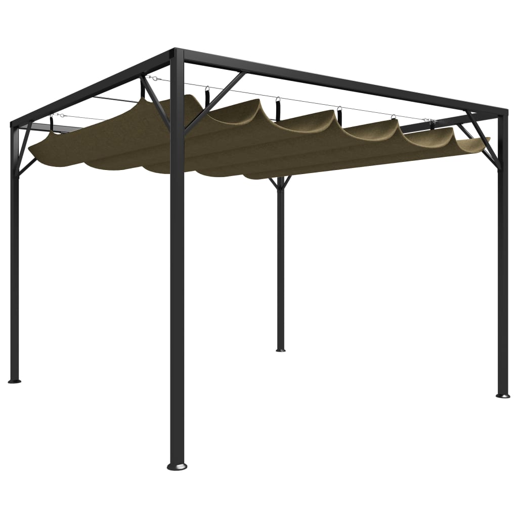 Gartenpavillon mit Ausziehbarem Dach 3x3 m Taupe 180 g/m² - Pazzar.ch