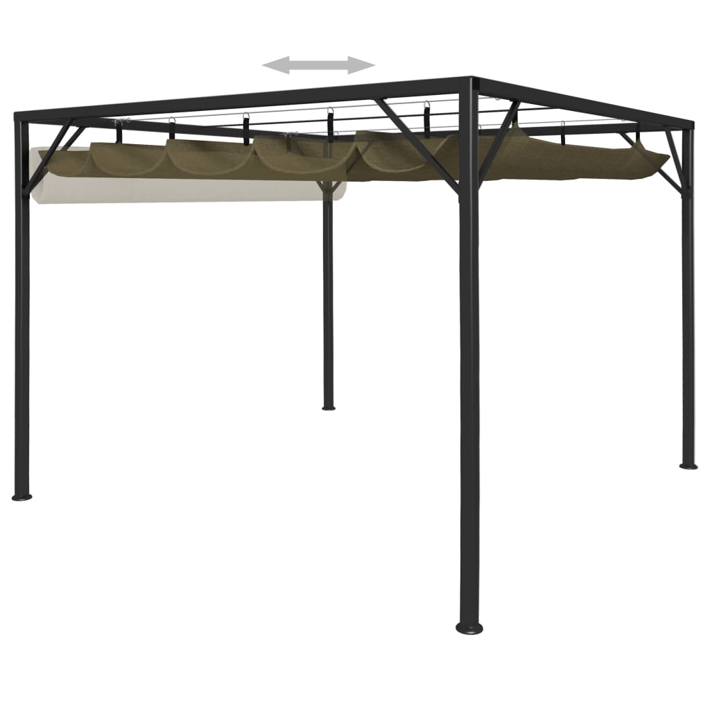 Gartenpavillon mit Ausziehbarem Dach 3x3 m Taupe 180 g/m² - Pazzar.ch