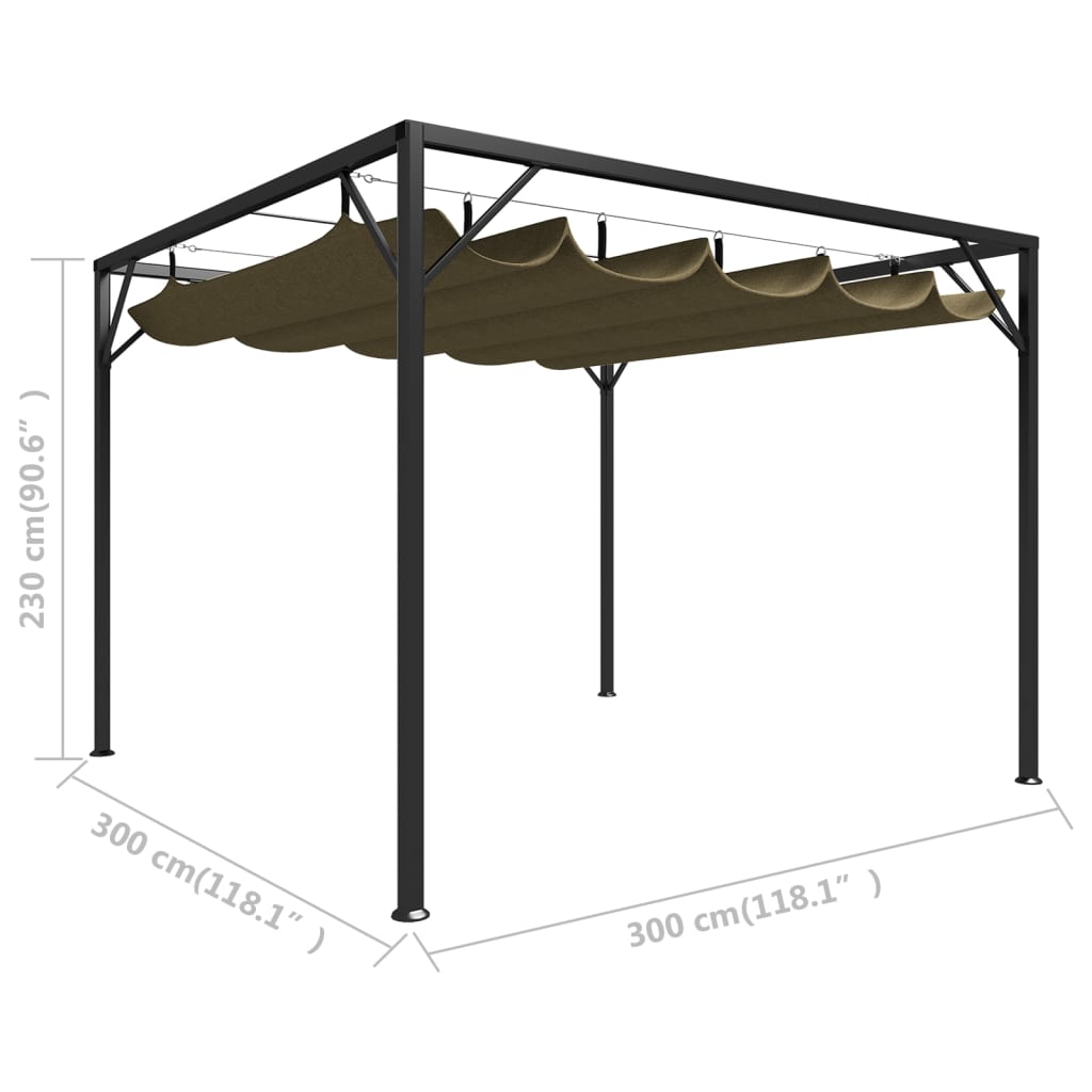 Gartenpavillon mit Ausziehbarem Dach 3x3 m Taupe 180 g/m² - Pazzar.ch