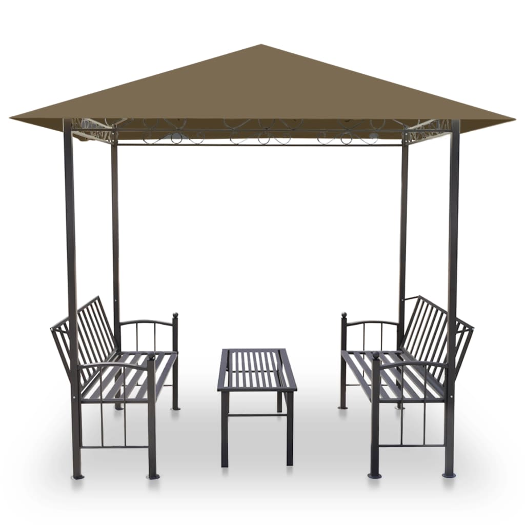 Gartenpavillon mit Tisch und Bänken 2,5x1,5x2,4 m Taupe 180 g/m² - Pazzar.ch