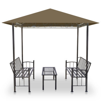 Gartenpavillon mit Tisch und Bänken 2,5x1,5x2,4 m Taupe 180 g/m² - Pazzar.ch