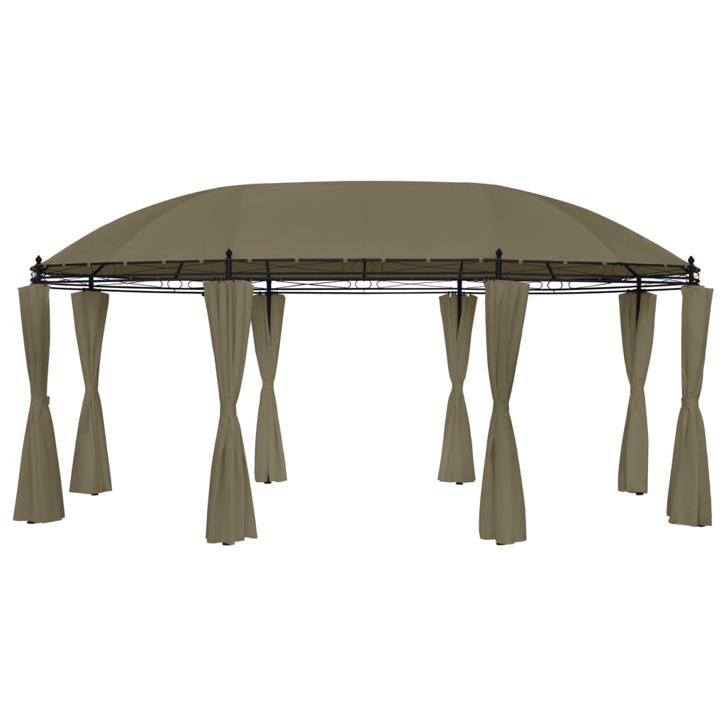 Pavillon mit Vorhängen 520x349x255 cm Taupe 180 g/m² - Pazzar.ch