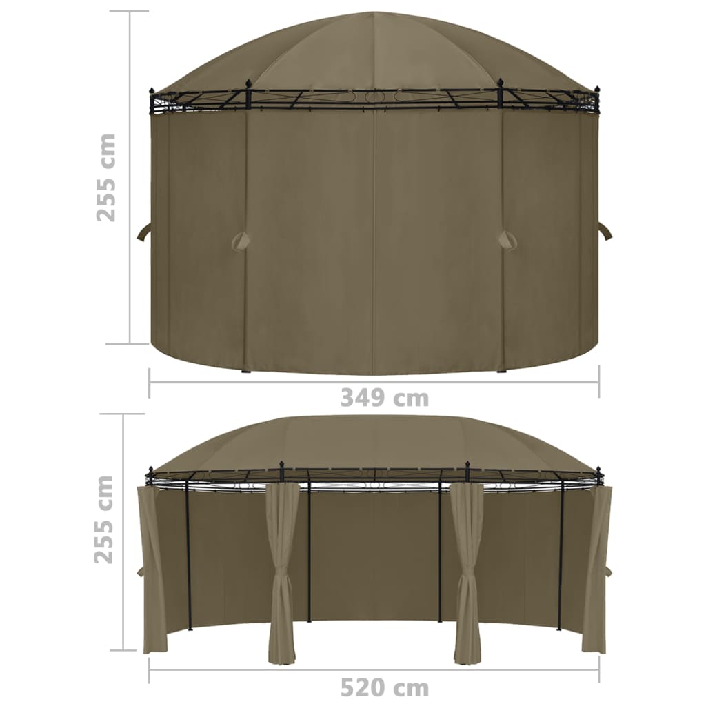 Pavillon mit Vorhängen 520x349x255 cm Taupe 180 g/m² - Pazzar.ch