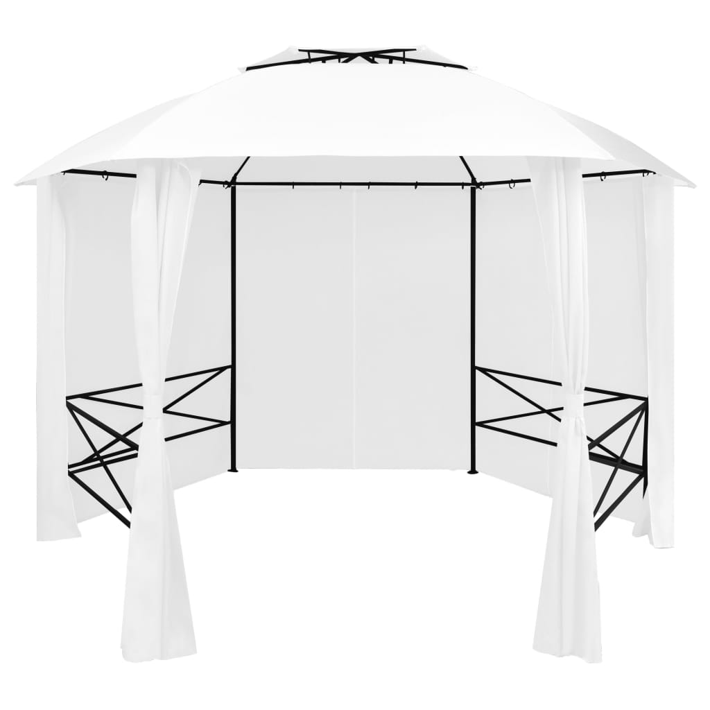 Gartenzelt mit Vorhängen 360x312x265 cm Weiß 180 g/m² - Pazzar.ch