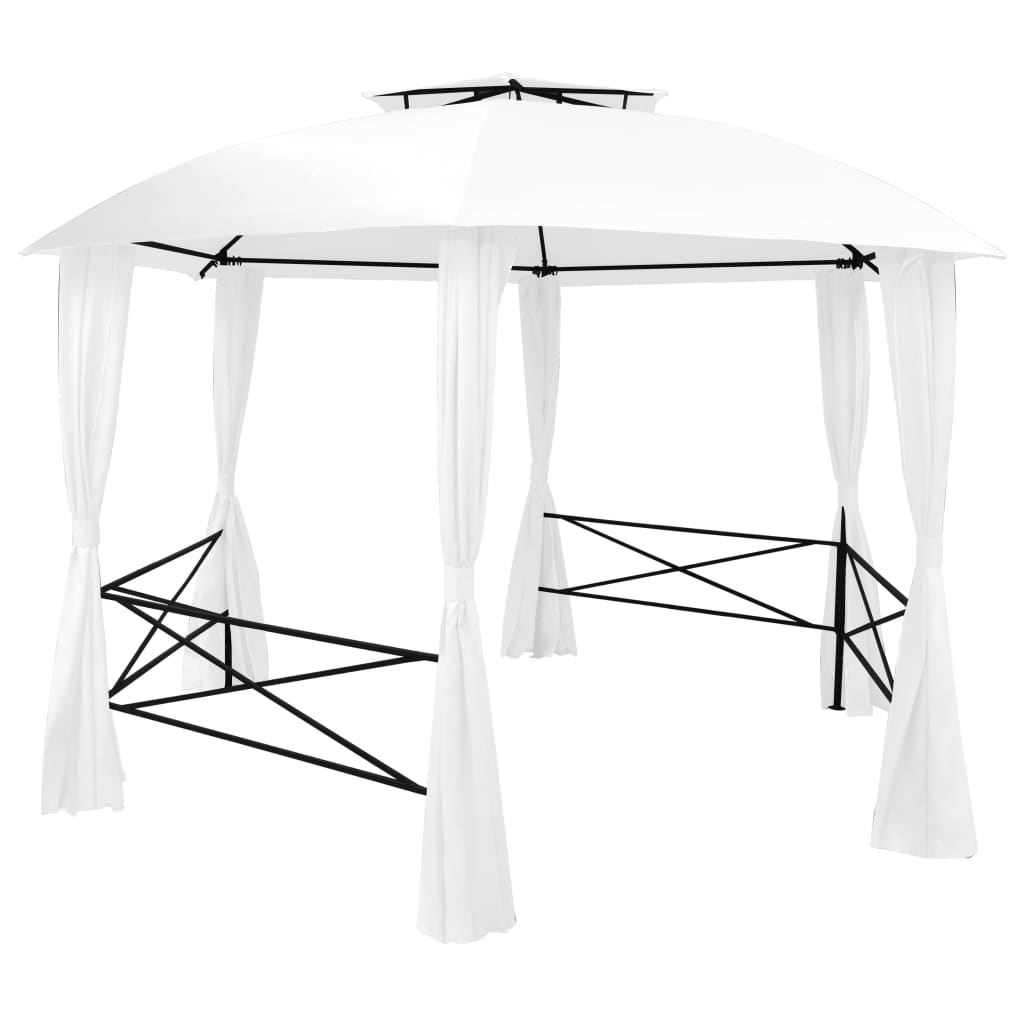 Gartenzelt mit Vorhängen 360x312x265 cm Weiß 180 g/m² - Pazzar.ch
