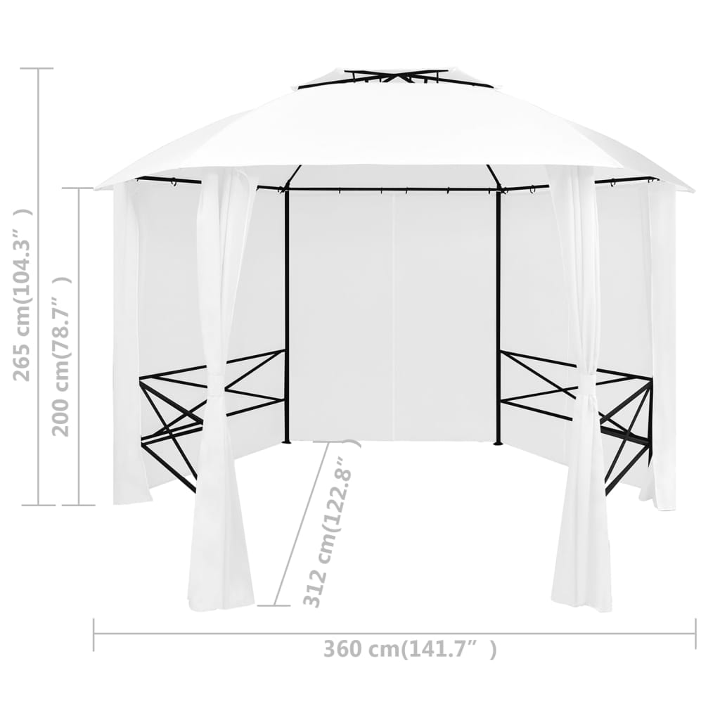 Gartenzelt mit Vorhängen 360x312x265 cm Weiß 180 g/m² - Pazzar.ch