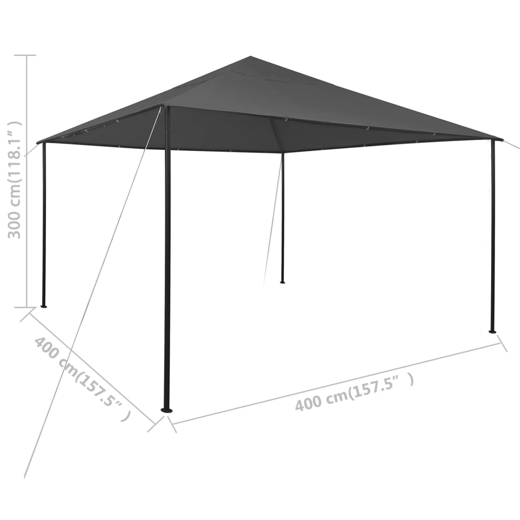 Pavillon 4x4x3 m Anthrazit 180 g/m² - Pazzar.ch