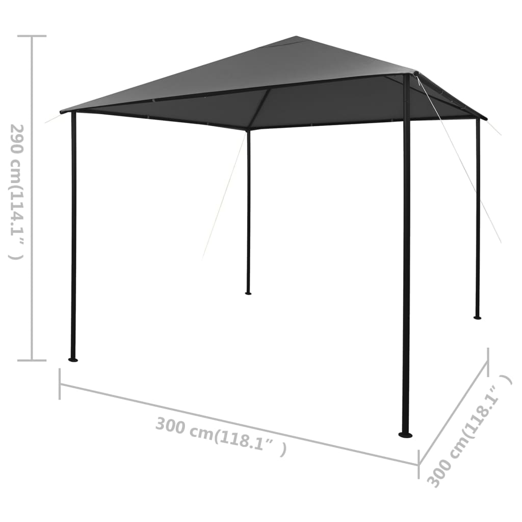 Pavillon 3x3 m Anthrazit Stoff und Stahl 180 g/m² - Pazzar.ch