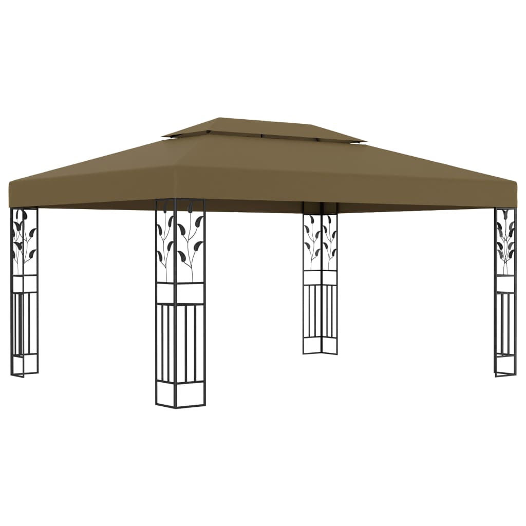 Pavillon mit Doppeldach 3x4 m Taupe 180 g/m² - Pazzar.ch