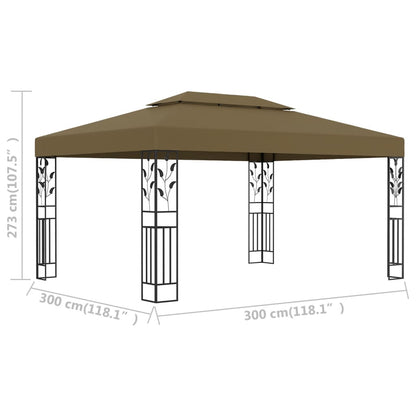 Pavillon mit Doppeldach 3x4 m Taupe 180 g/m² - Pazzar.ch