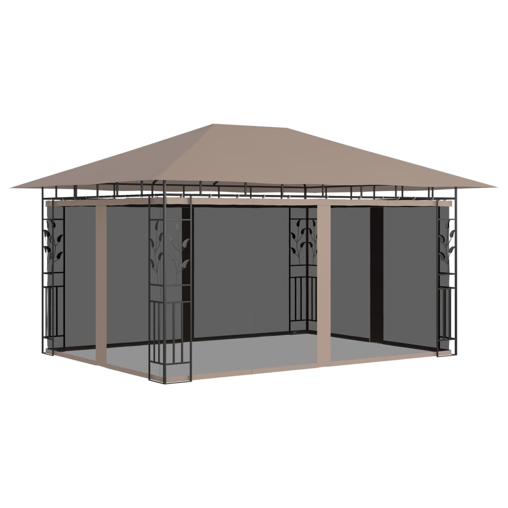Pavillon mit Moskitonetz 4x3x2,73 m Taupe 180 g/m² - Pazzar.ch