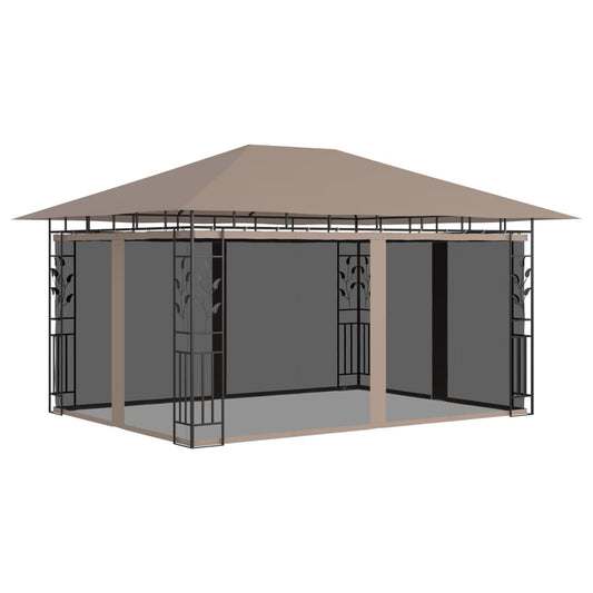 Pavillon mit Moskitonetz 4x3x2,73 m Taupe 180 g/m² - Pazzar.ch
