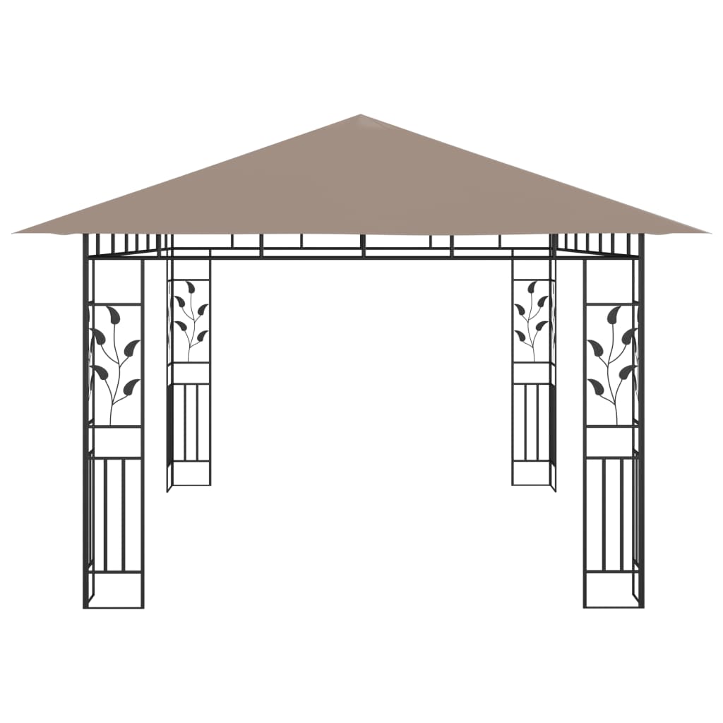 Pavillon mit Moskitonetz 4x3x2,73 m Taupe 180 g/m²
