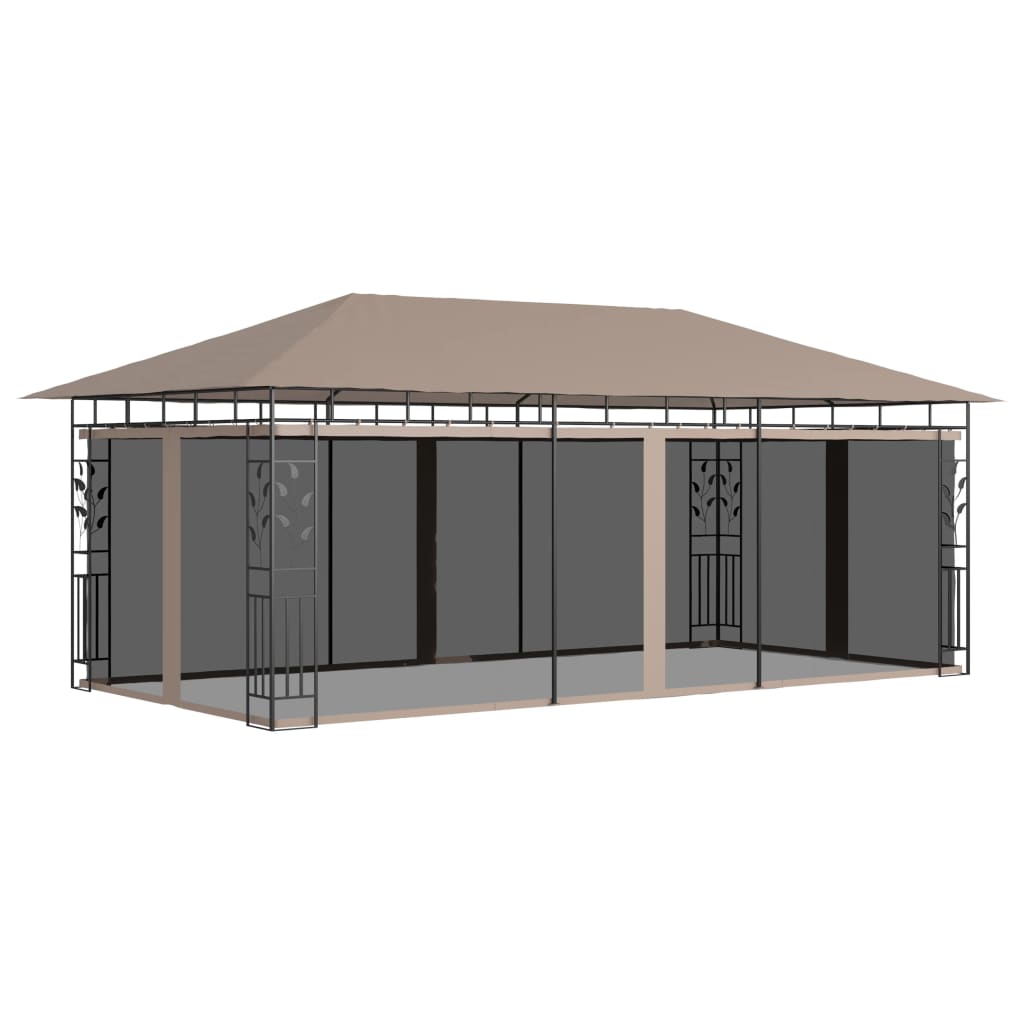 Pavillon mit Moskitonetz 6x3x2,73 m Taupe 180 g/m² - Pazzar.ch