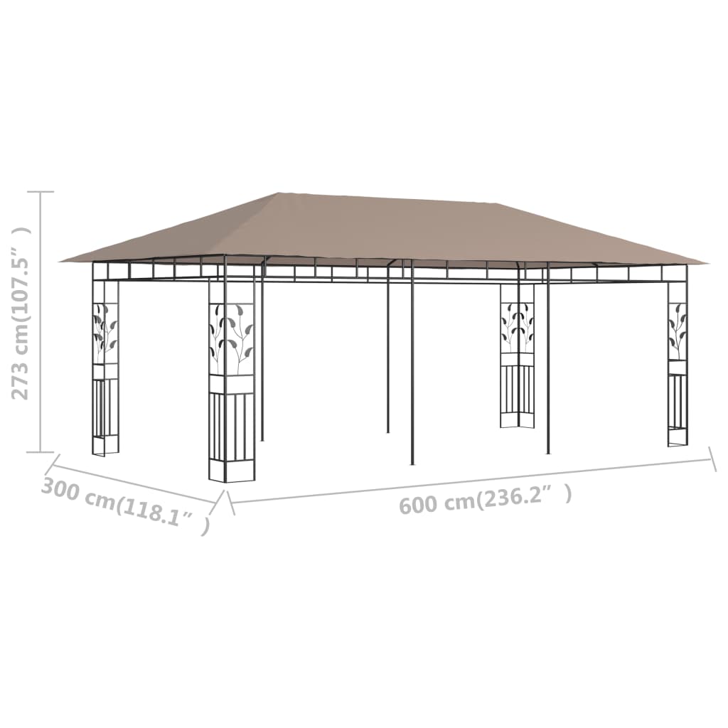Pavillon mit Moskitonetz 6x3x2,73 m Taupe 180 g/m² - Pazzar.ch
