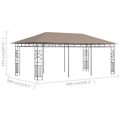 Pavillon mit Moskitonetz 6x3x2,73 m Taupe 180 g/m² - Pazzar.ch