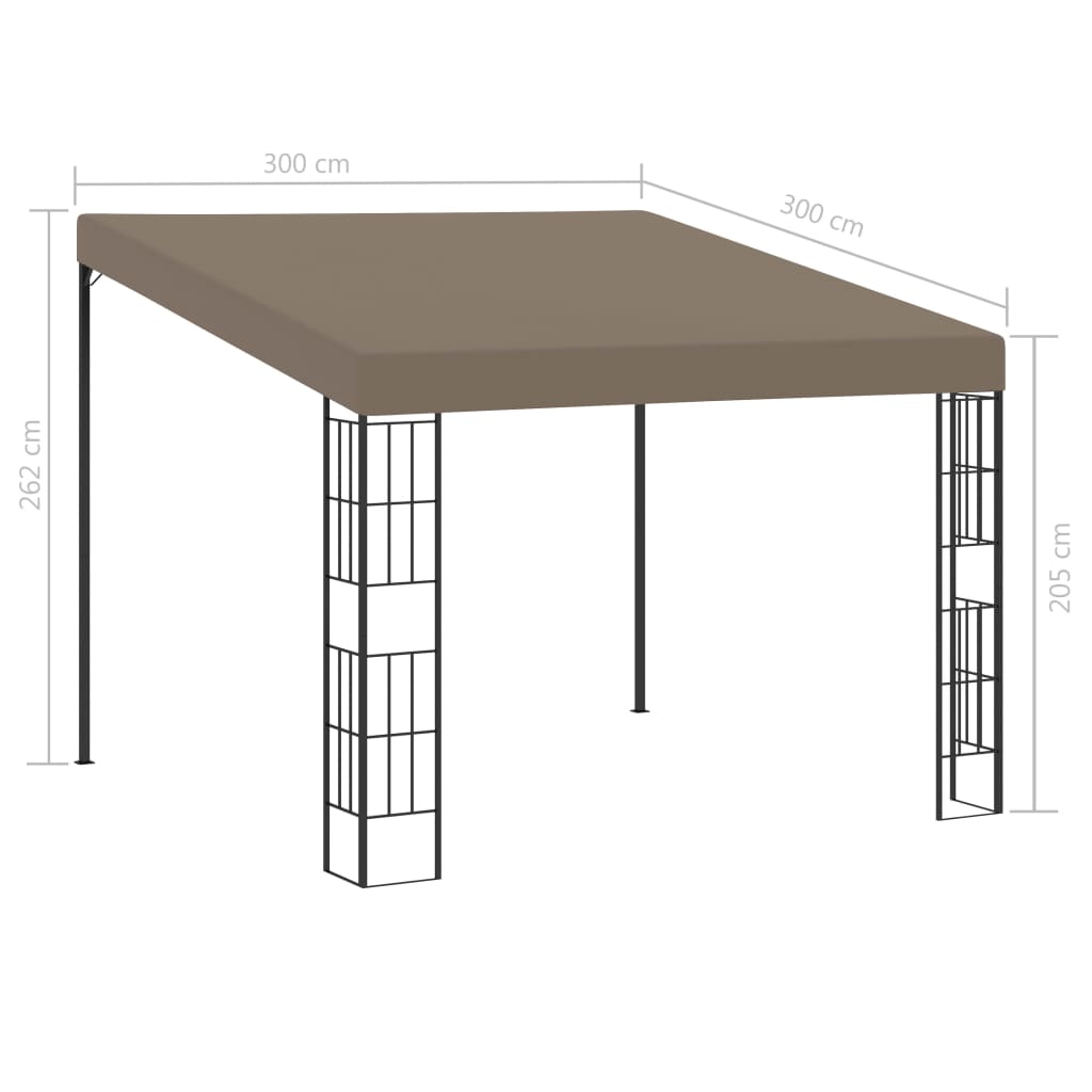 Wand-Pavillon 3x3 m Taupe Stoff - Pazzar.ch