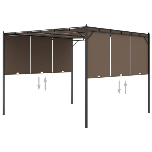 Gartenpavillon mit Seitenvorhang 3x3x2,25 m Taupe - Pazzar.ch