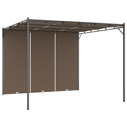 Gartenpavillon mit Seitenvorhang 3x3x2,25 m Taupe - Pazzar.ch