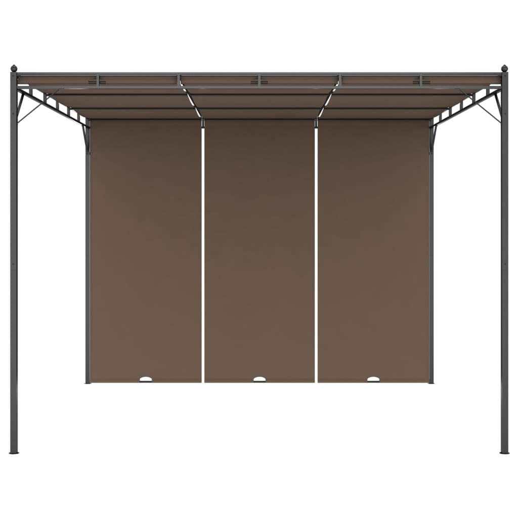 Gartenpavillon mit Seitenvorhang 3x3x2,25 m Taupe - Pazzar.ch