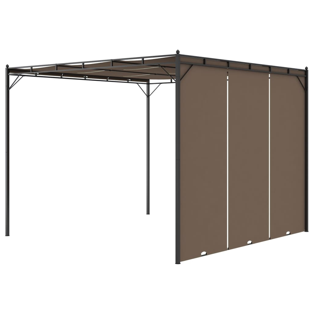 Gartenpavillon mit Seitenvorhang 3x3x2,25 m Taupe - Pazzar.ch
