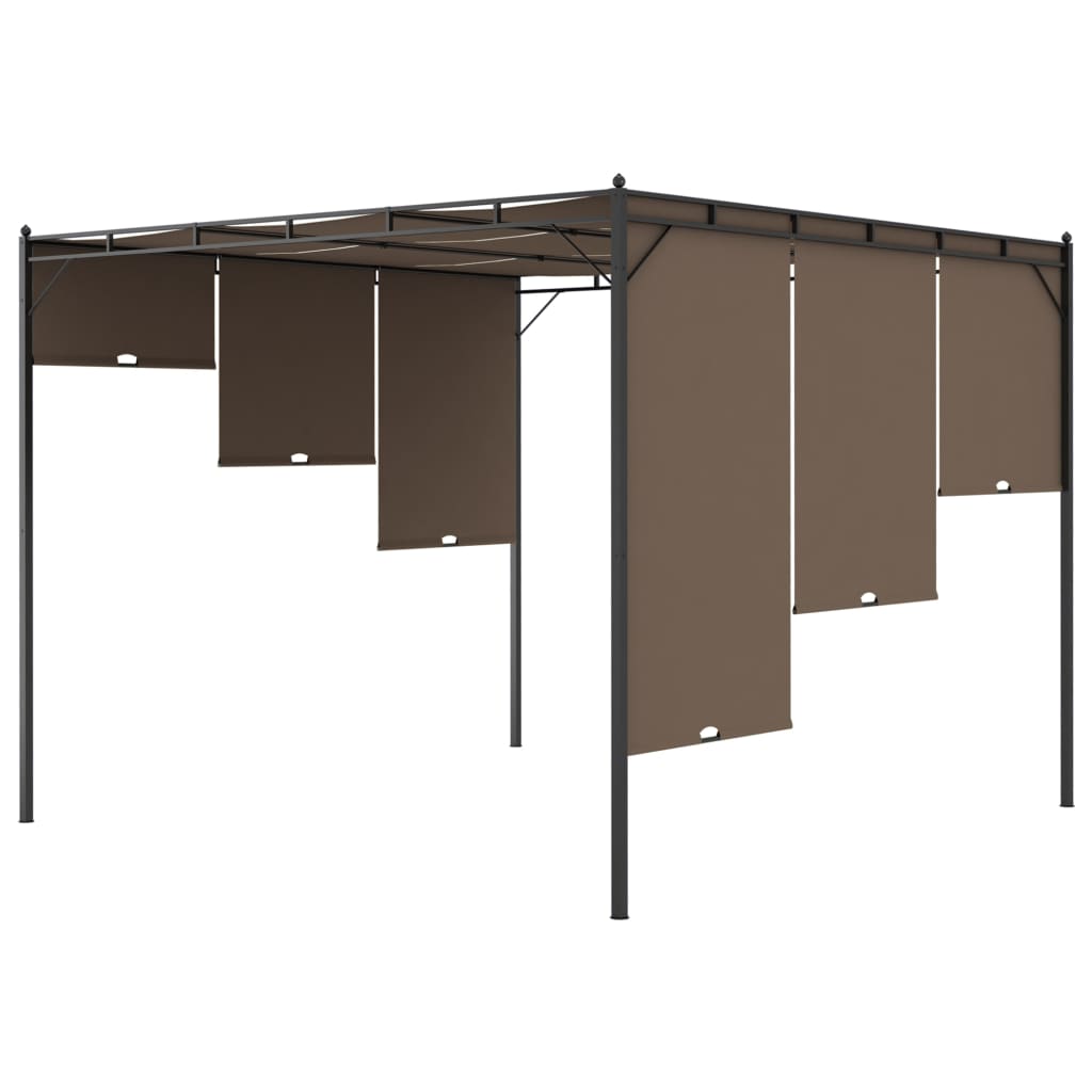 Gartenpavillon mit Seitenvorhang 3x3x2,25 m Taupe - Pazzar.ch