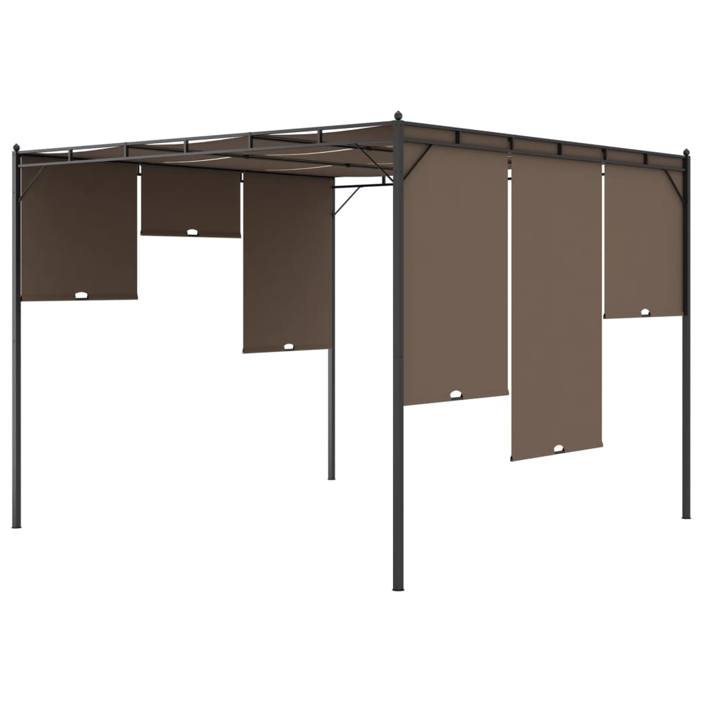 Gartenpavillon mit Seitenvorhang 3x3x2,25 m Taupe - Pazzar.ch
