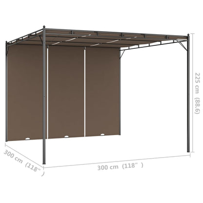 Gartenpavillon mit Seitenvorhang 3x3x2,25 m Taupe - Pazzar.ch