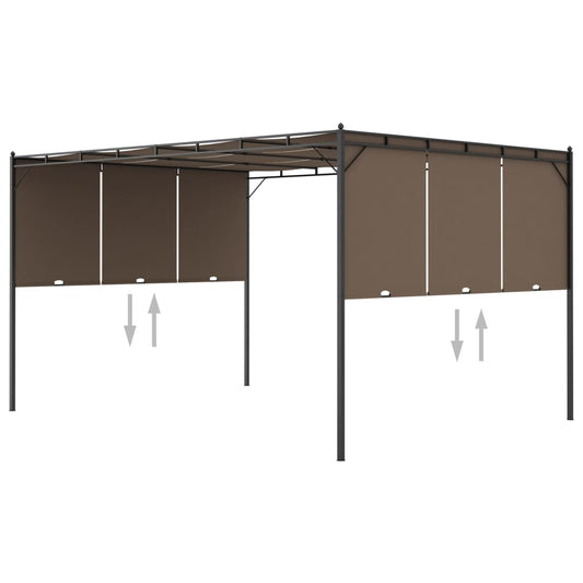Gartenpavillon mit Seitenvorhang 4x3x2,25 m Taupe - Pazzar.ch