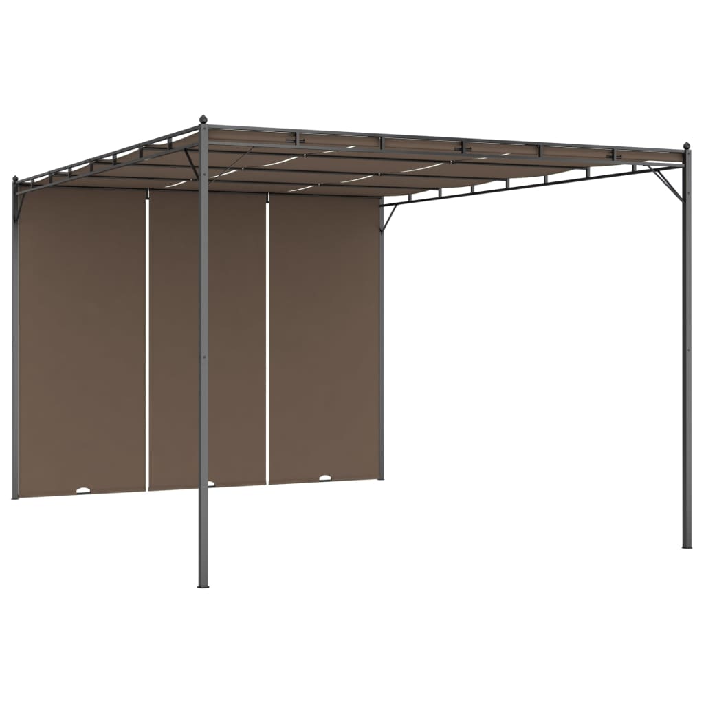 Gartenpavillon mit Seitenvorhang 4x3x2,25 m Taupe - Pazzar.ch
