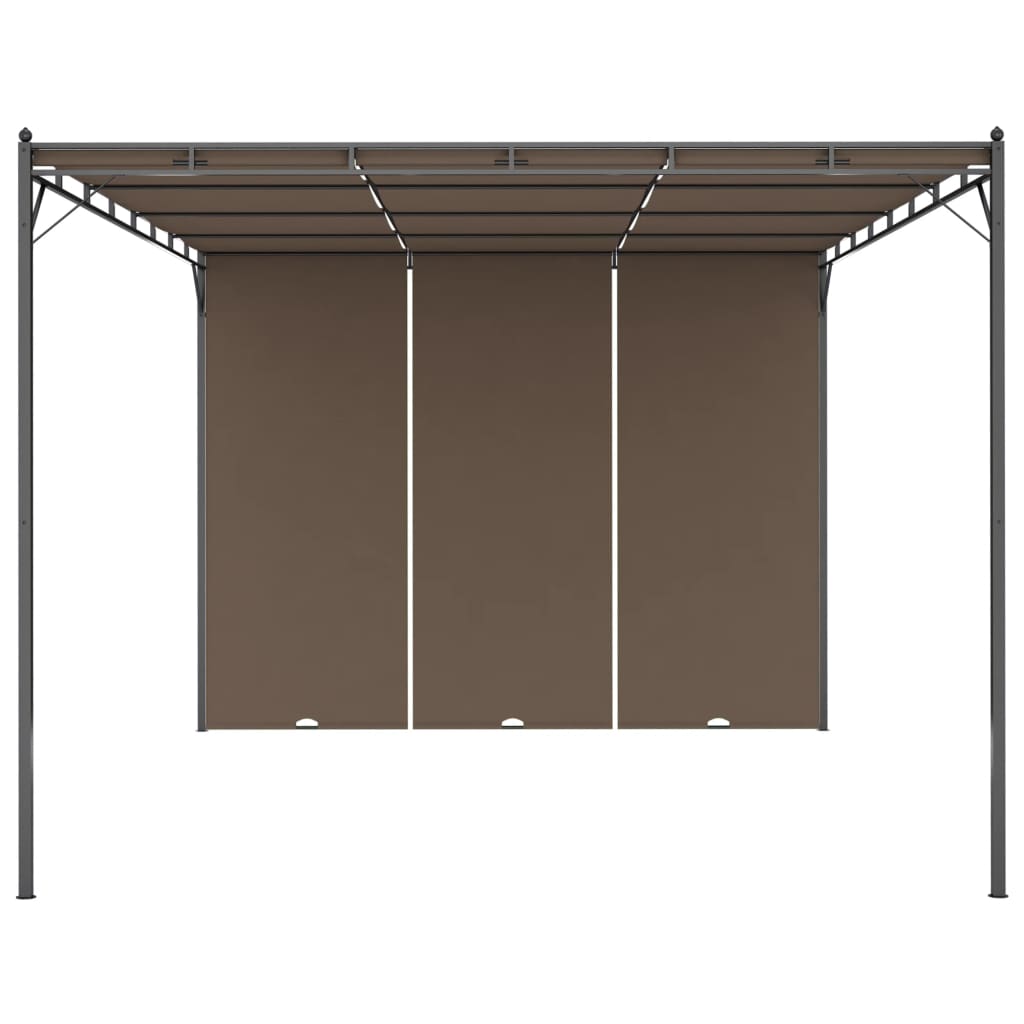 Gartenpavillon mit Seitenvorhang 4x3x2,25 m Taupe - Pazzar.ch
