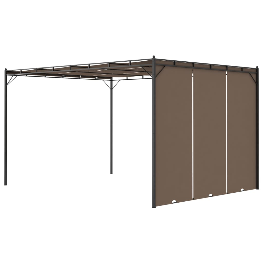Gartenpavillon mit Seitenvorhang 4x3x2,25 m Taupe - Pazzar.ch