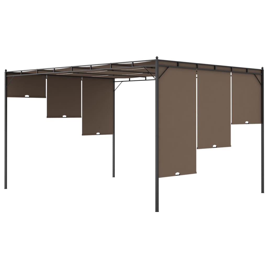 Gartenpavillon mit Seitenvorhang 4x3x2,25 m Taupe - Pazzar.ch