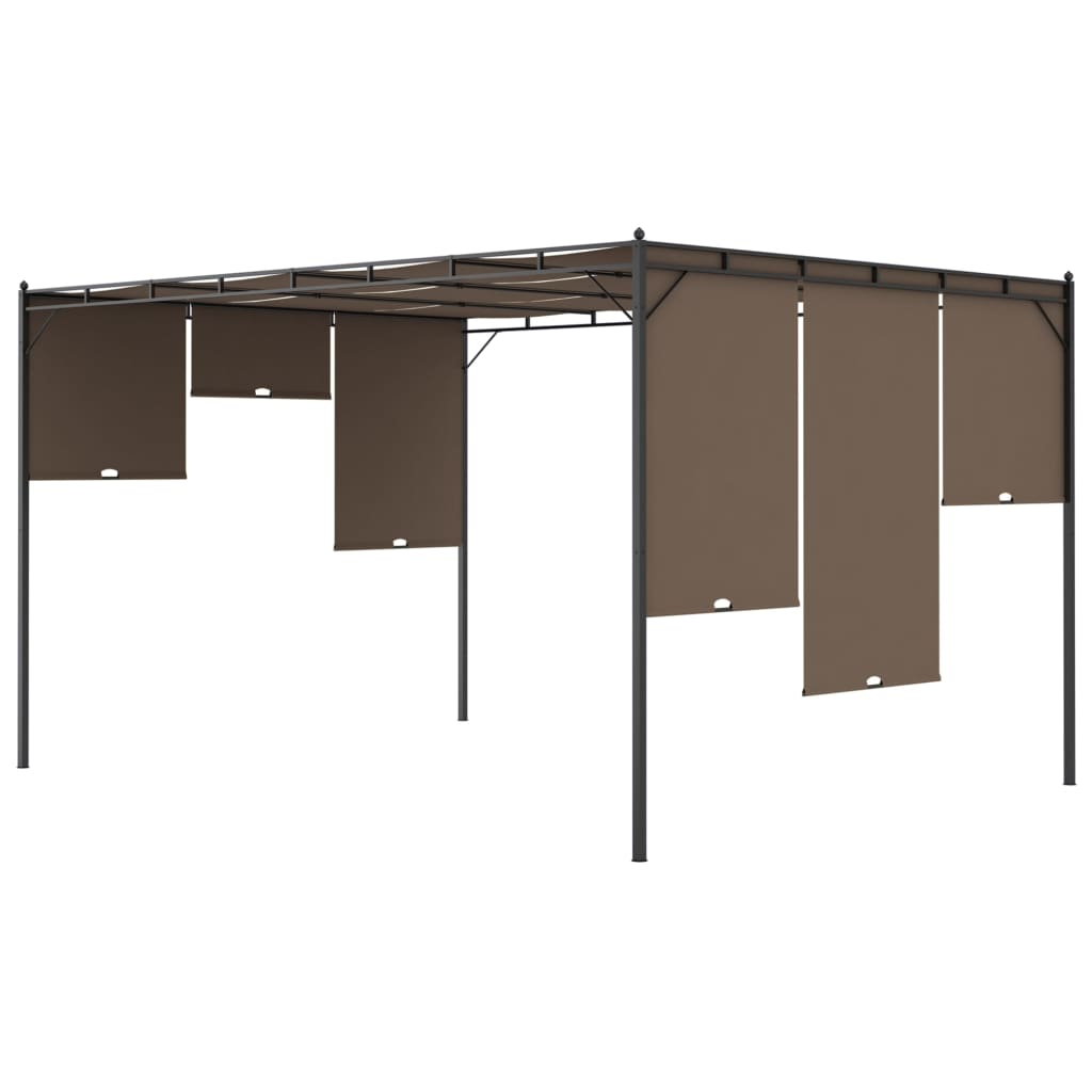 Gartenpavillon mit Seitenvorhang 4x3x2,25 m Taupe - Pazzar.ch
