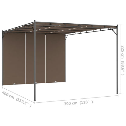 Gartenpavillon mit Seitenvorhang 4x3x2,25 m Taupe - Pazzar.ch