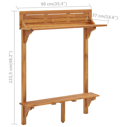 Balkon-Stehtisch 90x37x122,5 cm Massivholz Akazie - Pazzar.ch