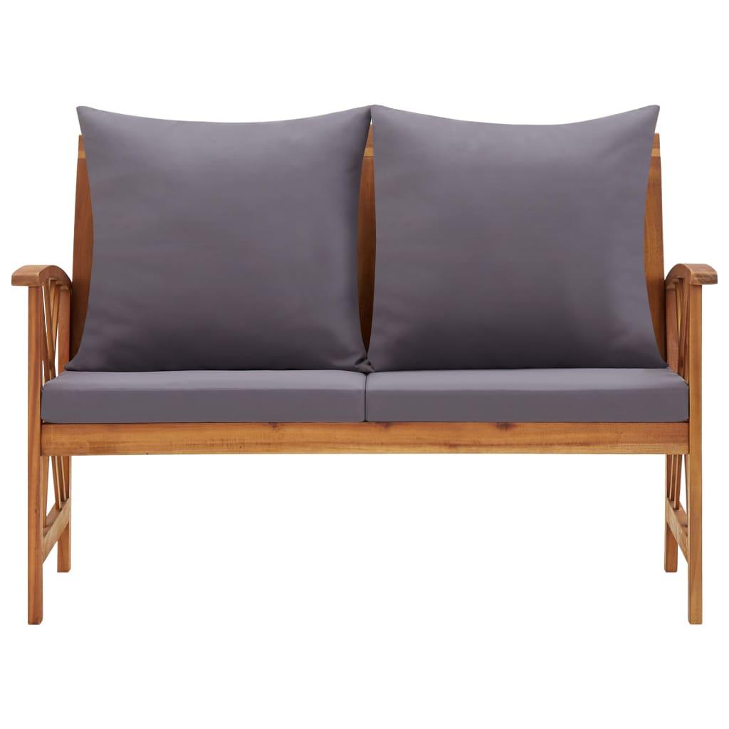 Gartenbank mit Kissen 119 cm Massivholz Akazie - Pazzar.ch