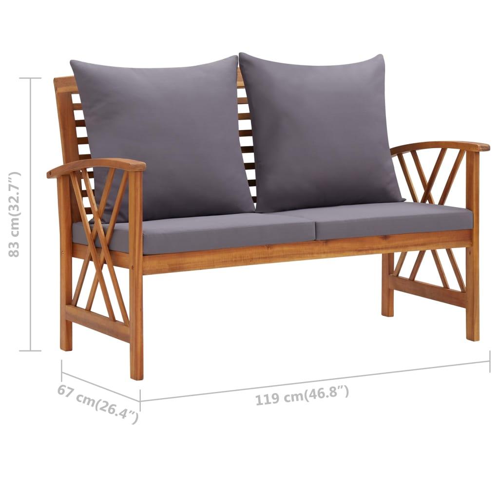 Gartenbank mit Kissen 119 cm Massivholz Akazie - Pazzar.ch