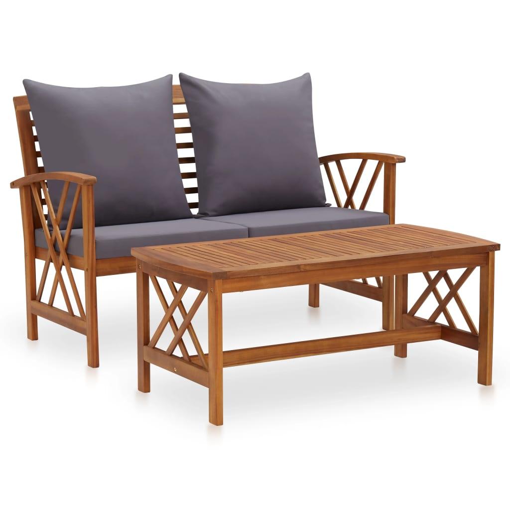 2-tlg. Garten-Lounge-Set mit Auflagen Massivholz Akazie - Pazzar.ch