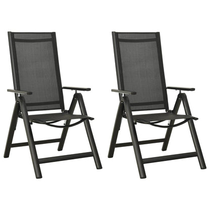 Klappbare Gartenstühle 2 Stk. Textilene und Aluminium Schwarz - Pazzar.ch