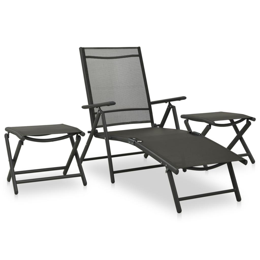 3-tlg. Garten-Lounge-Set Textilene und Aluminium Schwarz - Pazzar.ch