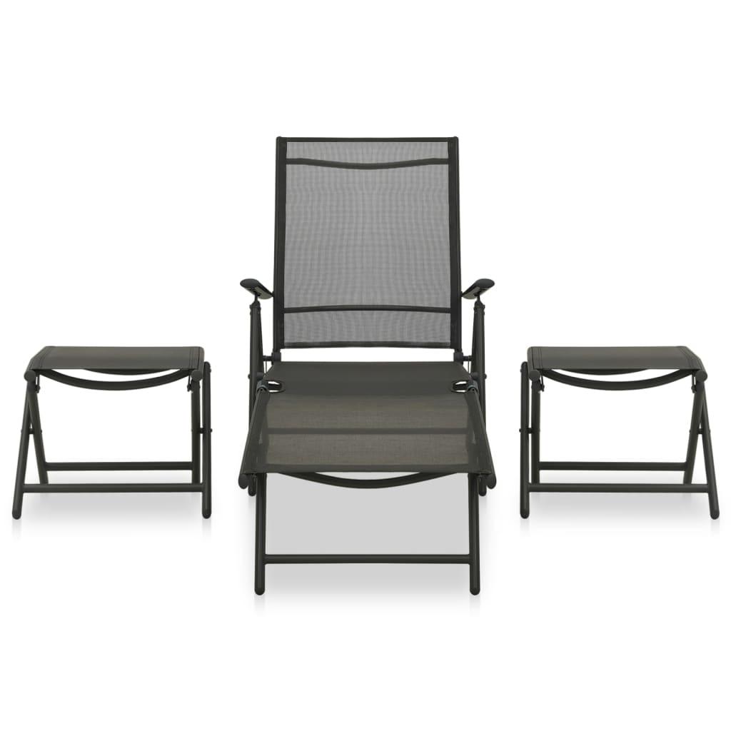 3-tlg. Garten-Lounge-Set Textilene und Aluminium Schwarz - Pazzar.ch