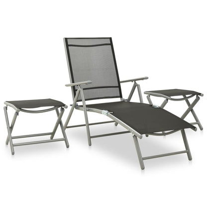 3-tlg. Garten-Lounge-Set Textilene und Aluminium Silbern - Pazzar.ch