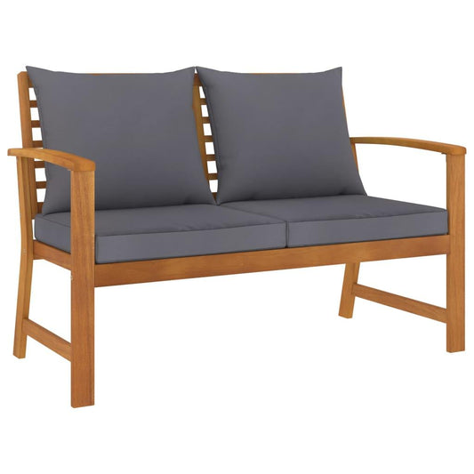 Gartenbank 120 cm mit Dunkelgrauen Kissen Massivholz Akazie - Pazzar.ch