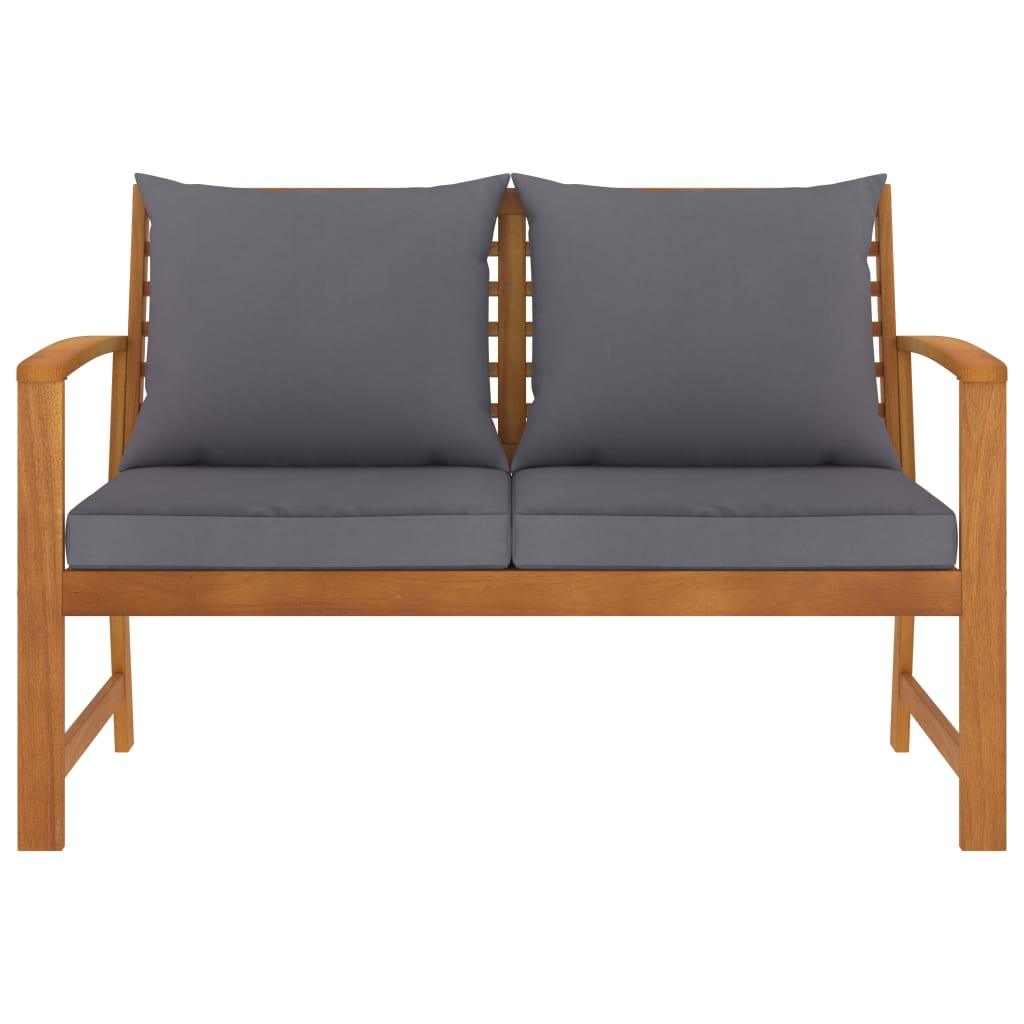 Gartenbank 120 cm mit Dunkelgrauen Kissen Massivholz Akazie - Pazzar.ch