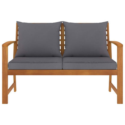Gartenbank 120 cm mit Dunkelgrauen Kissen Massivholz Akazie - Pazzar.ch
